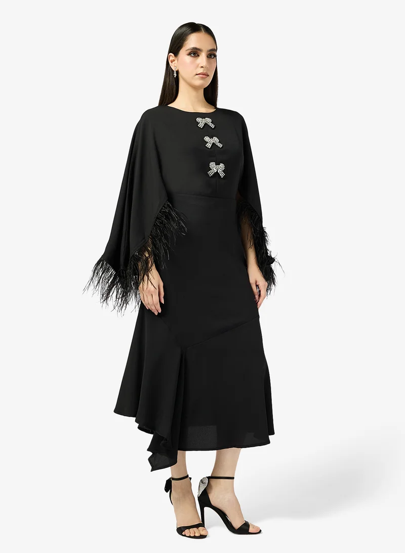 هوب اند ايفي فستان ماكسي مزين بالريش